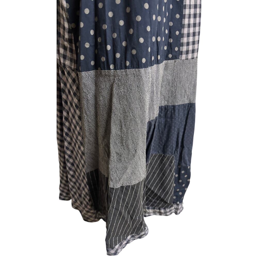 Tulip Patchwork Gingham Polka Dot Tiered Dress XL Cottagecore Boho Cotton EUC - Picture 4 of 9